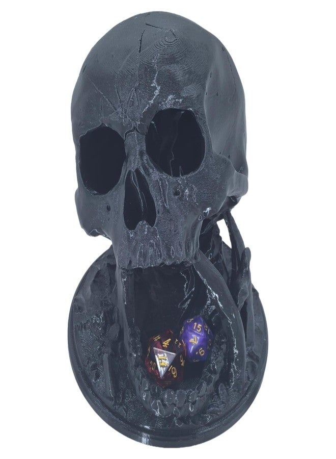 XJPONGC Skull Dice Tower Dungeons and Dragons 28mm D20 Miniature Wargaming RPG abletop Roleplaying Game Jail D&D (Random 7PCS D20 Dice Set Included) Black - Image 4